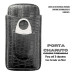 Porta Charutos Couro P/3 Charutos Com Cortador Metal Preto