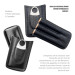 Porta Charutos Couro P/3 Charutos Com Cortador Metal Preto