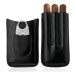 Porta Charutos Couro P/3 Charutos Com Cortador Metal Preto